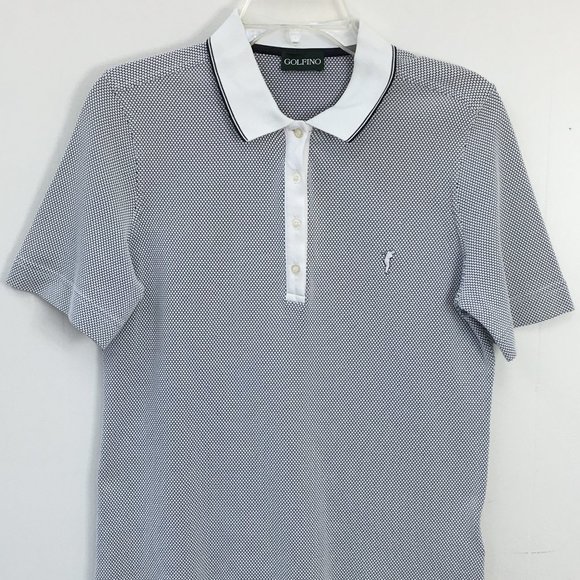 Golfino Women's Bubble Jacquard Short Sleeve Quarter Button Polo Size L - Picture 1 of 7